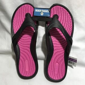 Pink and black women’s Beach or Shower Sandals